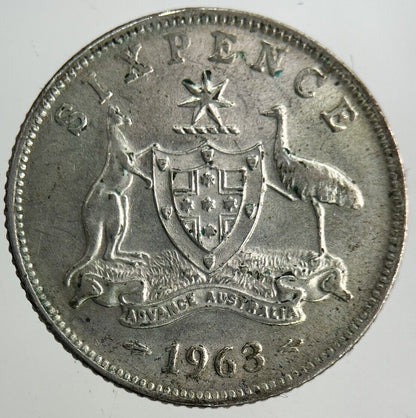1963 Australia Sixpence Silver Coin | Very Fine Grade