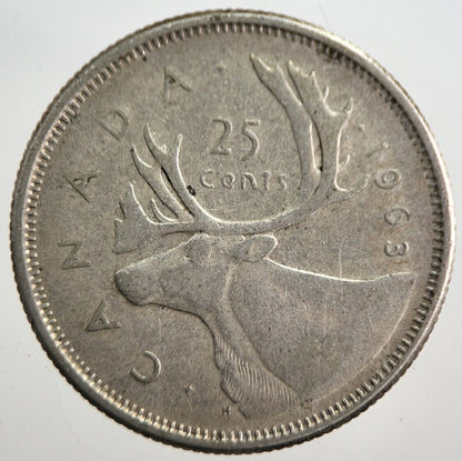 1963 Canada 25 Cents Silver Coin | Fine Collectable Grade | a7631