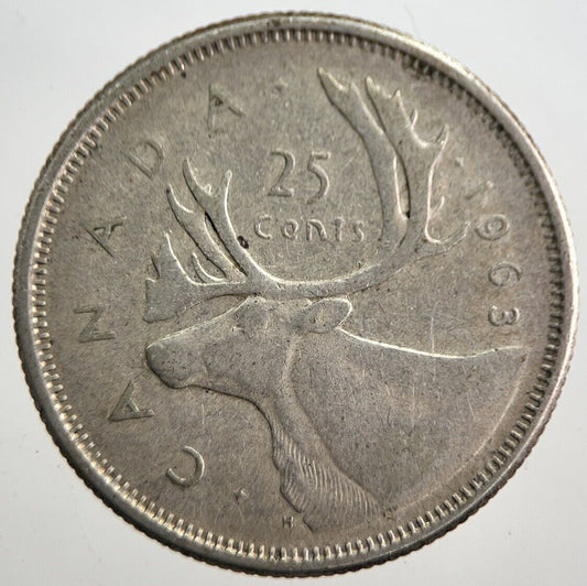 1963 Canada 25 Cents Silver Coin | Fine Collectable Grade | a7631