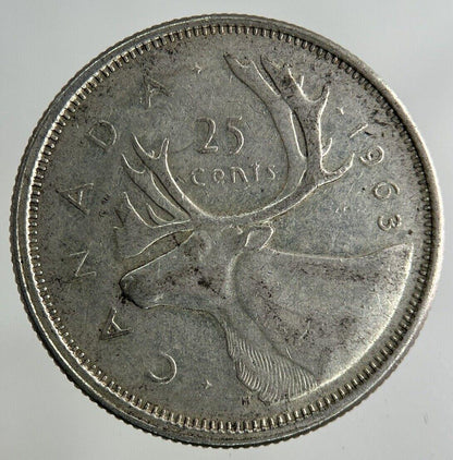 1963 Canada 25 Cents Silver Coin | Fine Collectable Grade