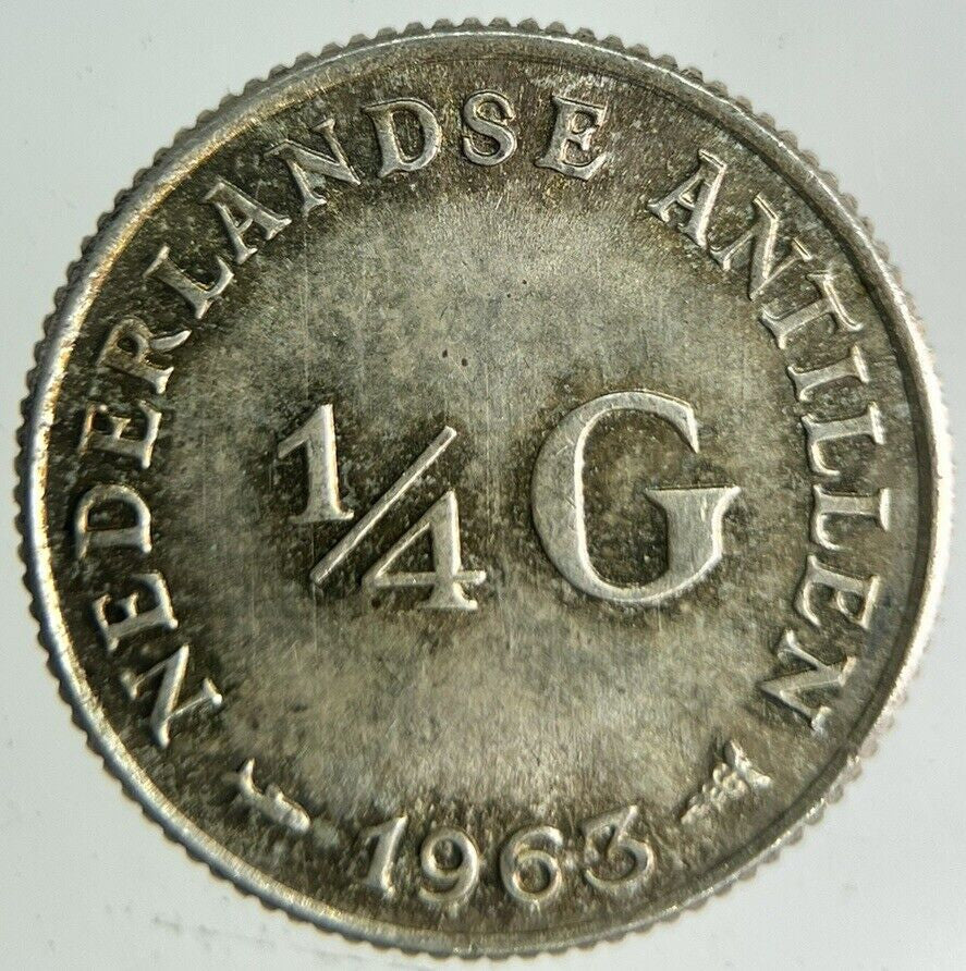1963 Netherlands 1/4 Gulden Silver Coin | Very High Grade