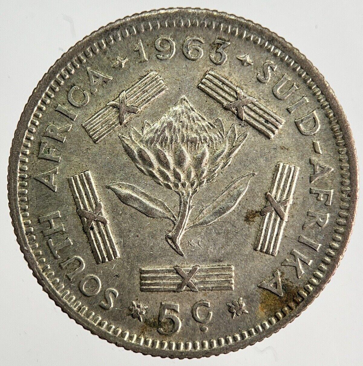 1963 South Africa 6c 5 Cents Silver Coin | Very High Grade | a8210