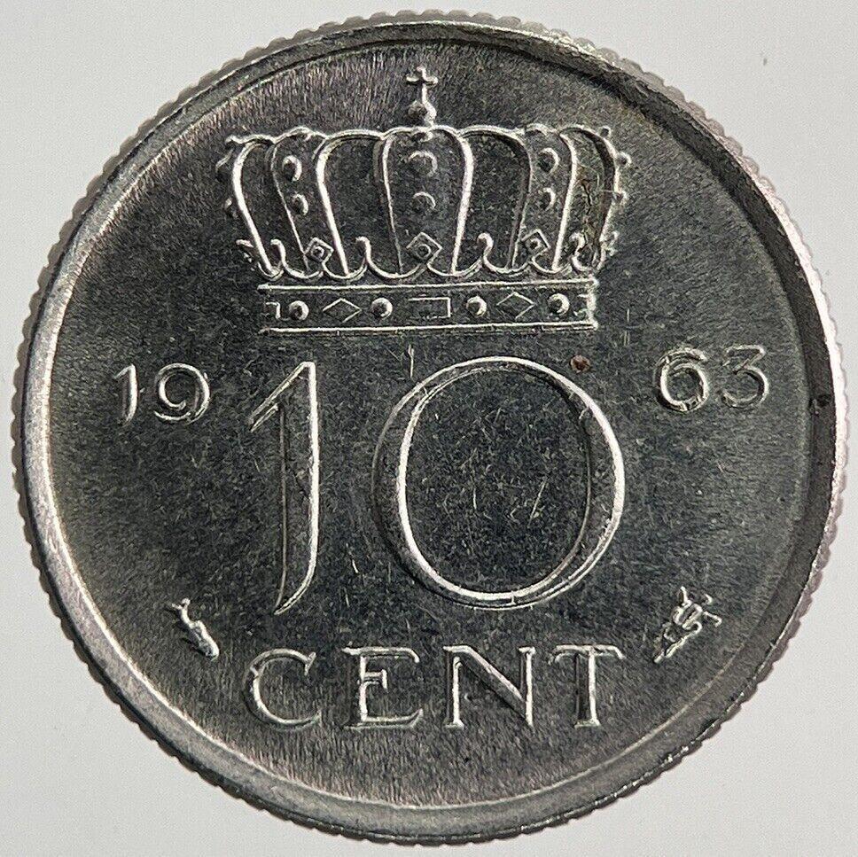 1963 Netherlands 10 Cents Coin | Very High Grade