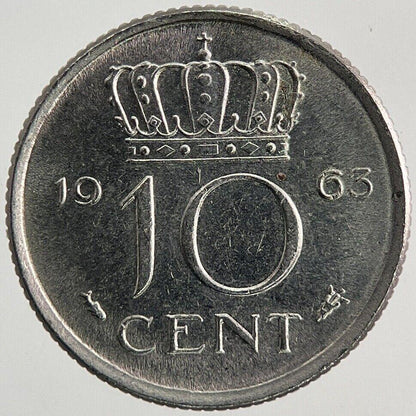 1963 Netherlands 10 Cents Coin | Very High Grade