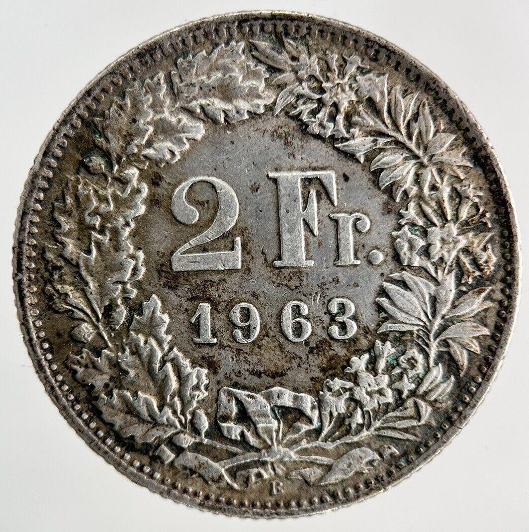 1963 Switzerland Swiss 2 Franc Silver Coin | Very High Grade
