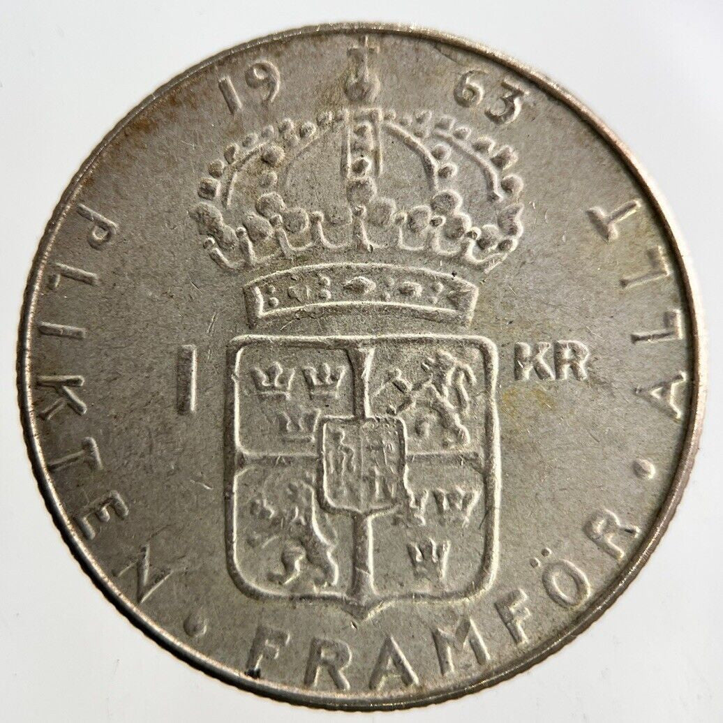 1963 Sweden 1 Krona Silver Coin | Fine Collectable Grade