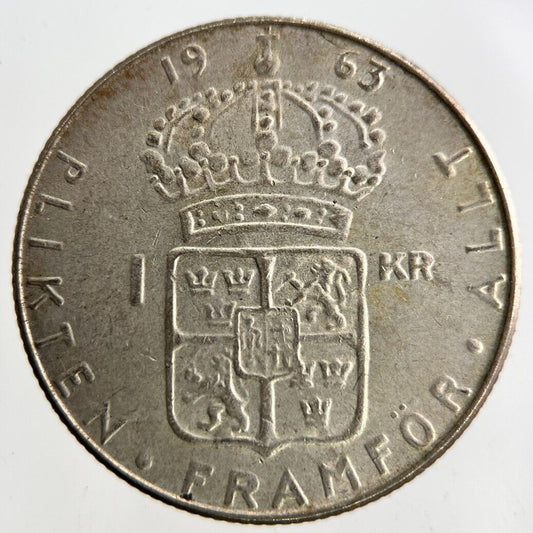 1963 Sweden 1 Krona Silver Coin | Fine Collectable Grade