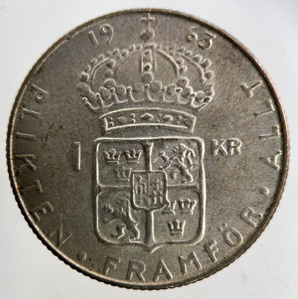 1963 Sweden 1 Krona Silver Coin | Fine Collectable Grade