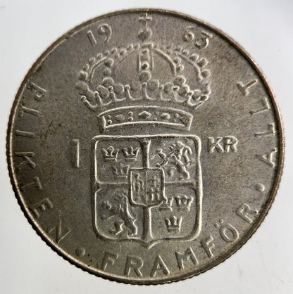 1963 Sweden 1 Krona Silver Coin | Fine Collectable Grade