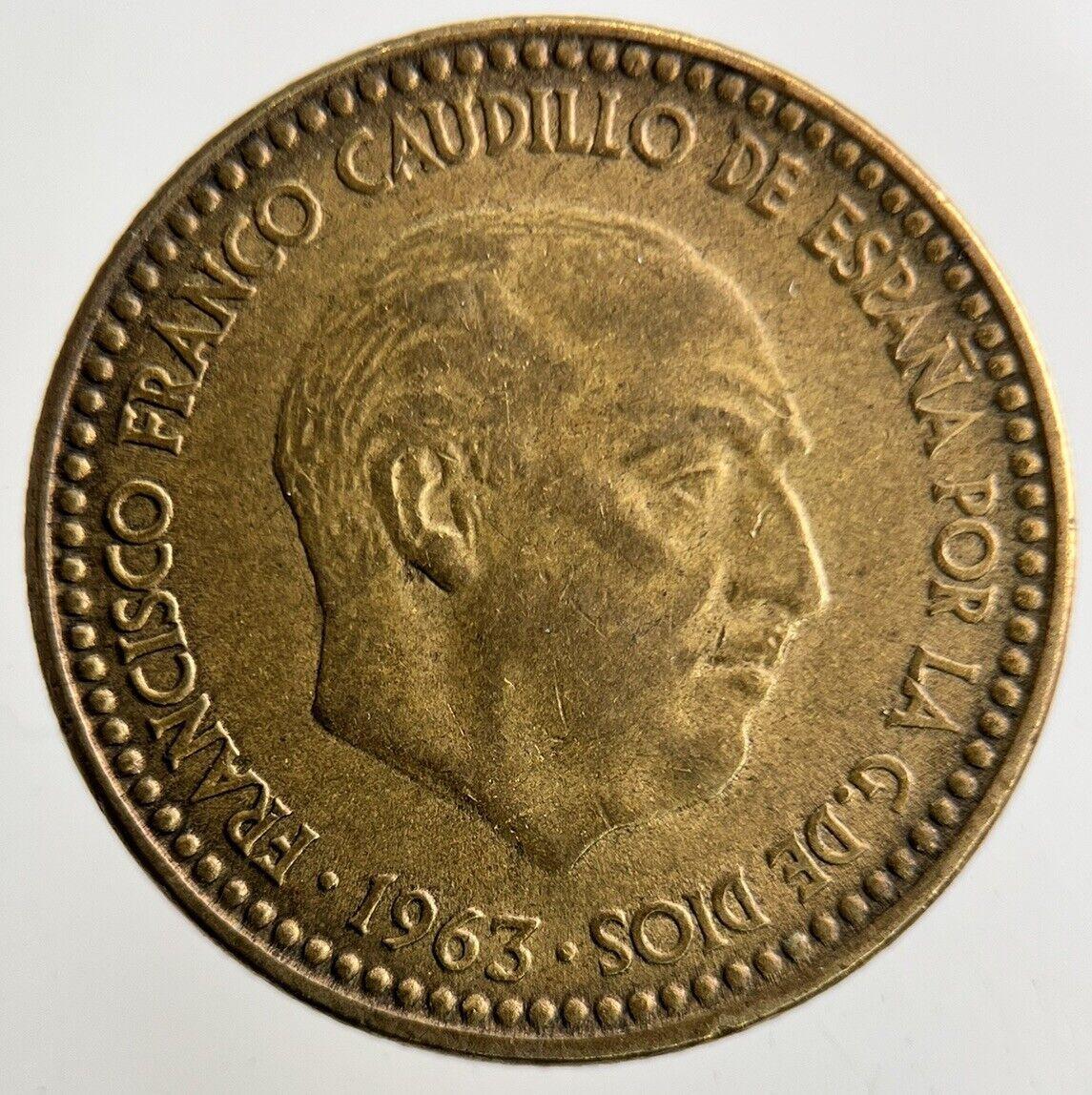 1963 Spain 1 Una Peseta Coin | Fine Collectable Grade