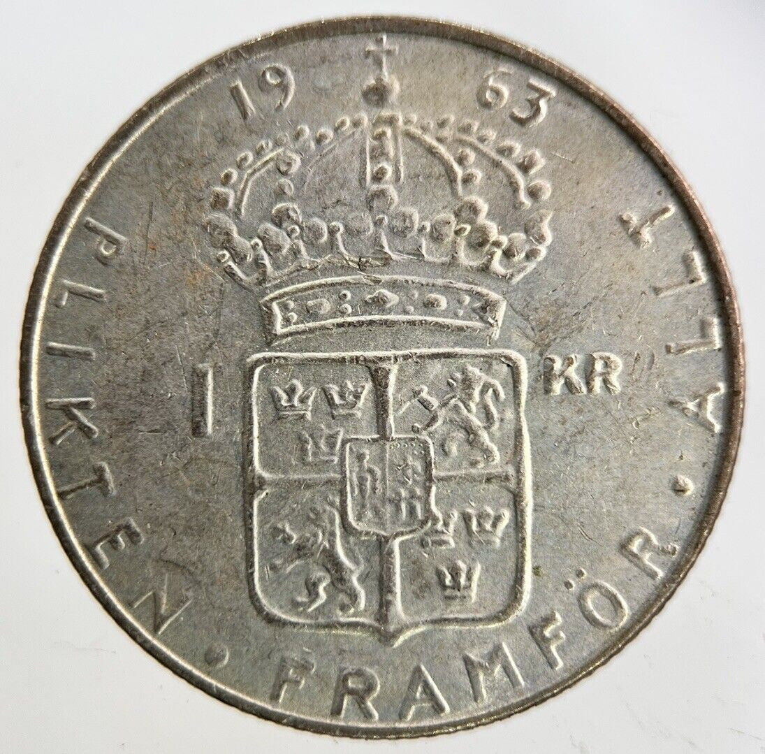 1963 Sweden 1 Krona Silver Coin | Fine Collectable Grade