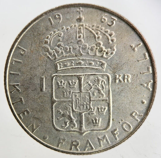 1963 Sweden 1 Krona Silver Coin | Fine Collectable Grade