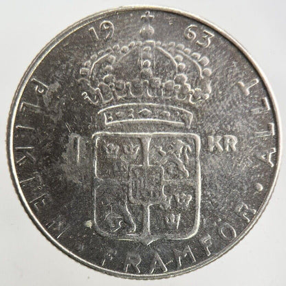 1963 Sweden 1 Krona Silver Coin | Fine Collectable Grade