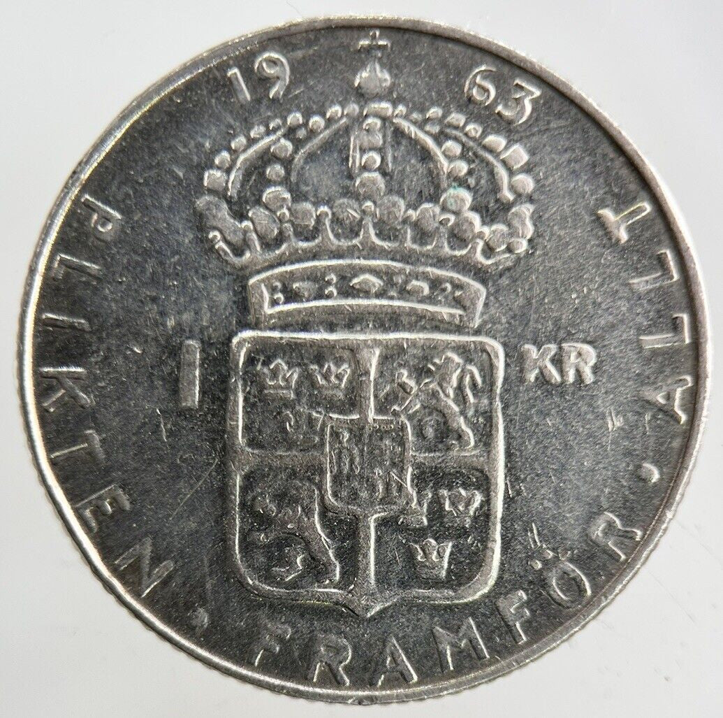 1963 Sweden 1 Krona Silver Coin | Fine Collectable Grade