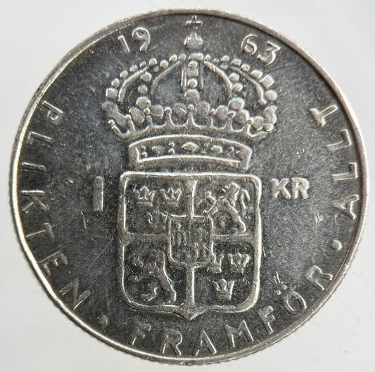 1963 Sweden 1 Krona Silver Coin | Fine Collectable Grade