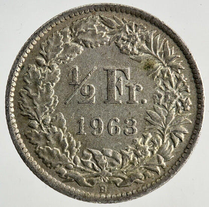 1963 Switzerland Swiss 1/2 Half Franc Silver Coin | Fine Collectable Grade