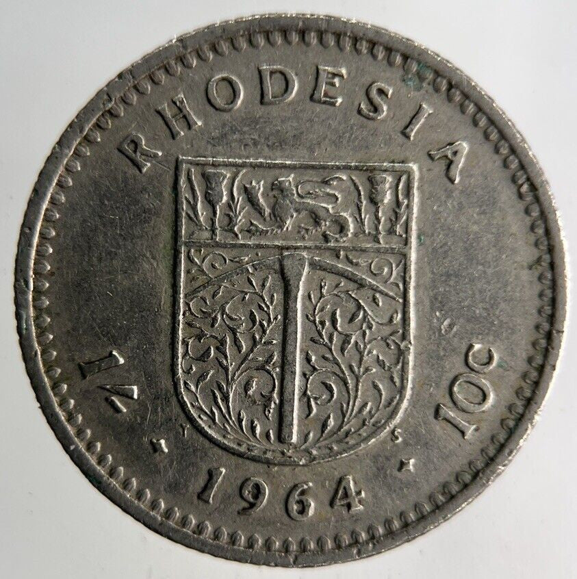 1964 Africa Rhodesia 10c 10 Cents Coin | Fine Collectable Grade
