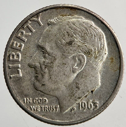 1963-D US USA Roosevelt Dime Silver Coin | Fine Collectable Grade