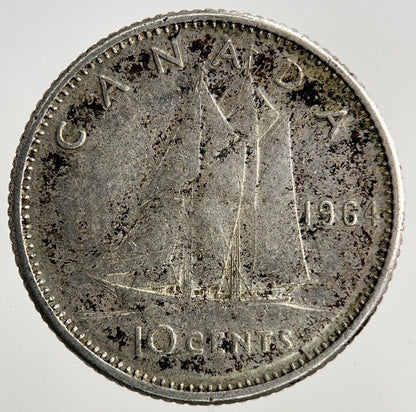 1964 Canada 10 Cents Silver Coin | Fine Collectable Grade
