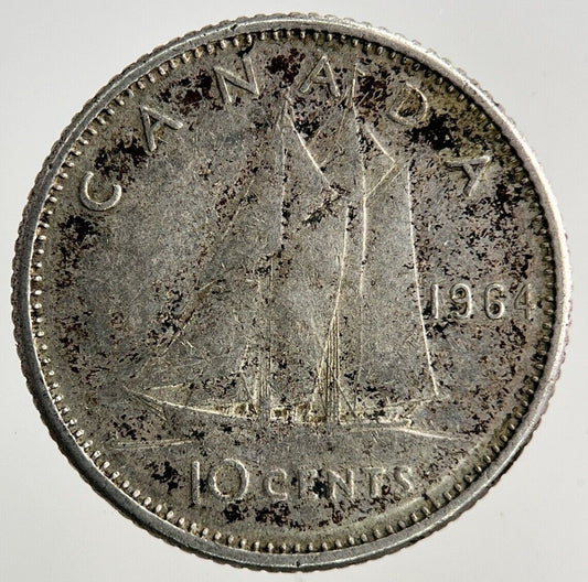 1964 Canada 10 Cents Silver Coin | Fine Collectable Grade