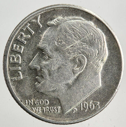 1963-D US USA Roosevelt One Dime Silver Coin | Fine Collectable Grade