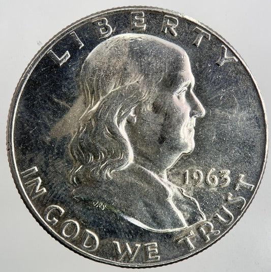 1963-D US USA Benjamin Half Dollar Silver Coin | Very High Grade