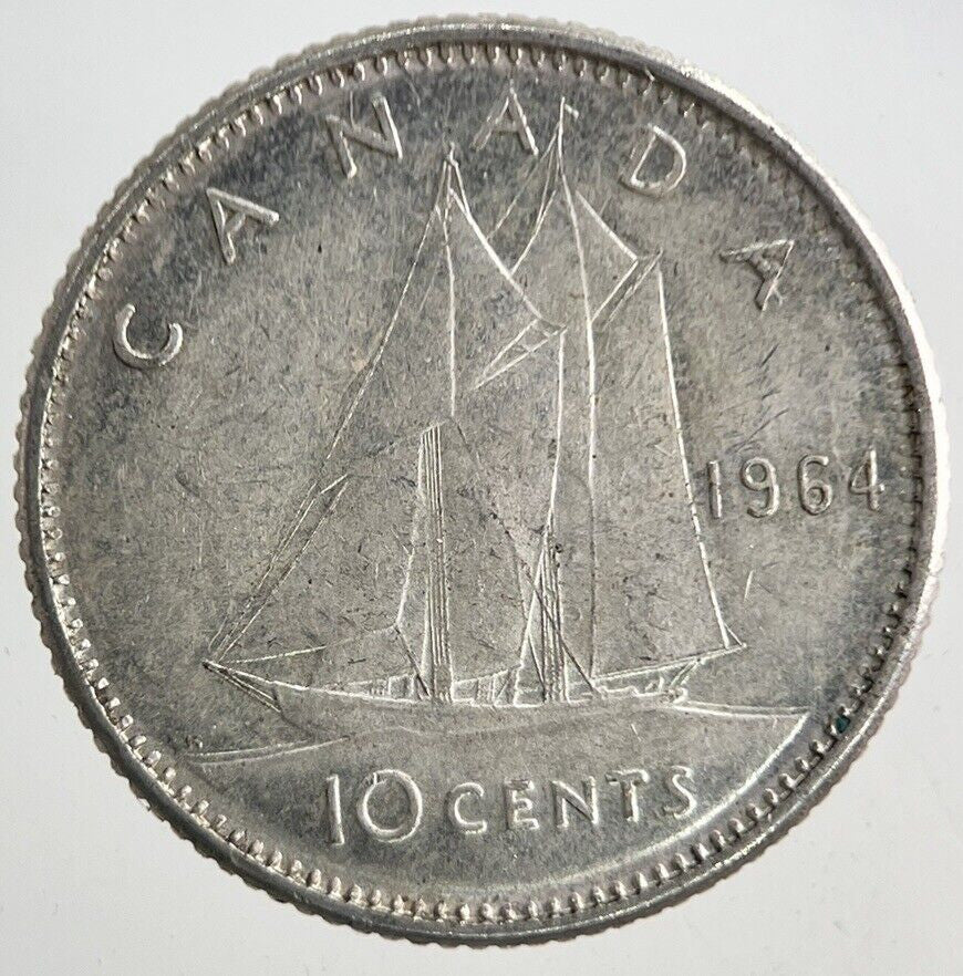 1964 Canada 10 Cents Silver Coin | Very High Grade