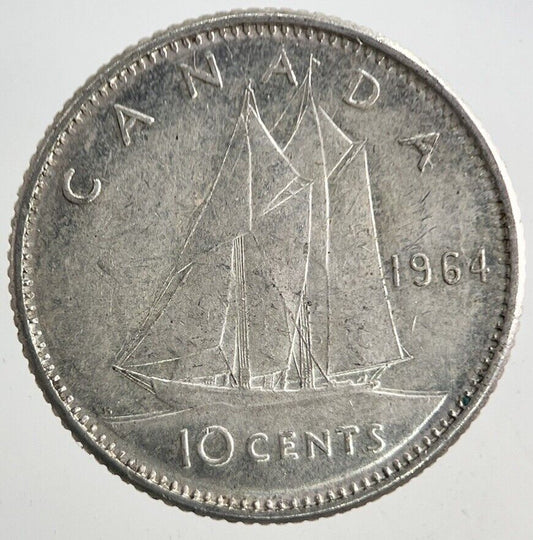 1964 Canada 10 Cents Silver Coin | Very High Grade