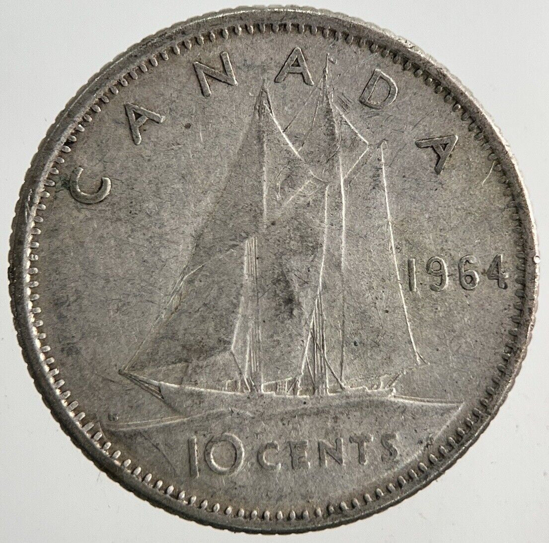 1964 Canada 10 Cents Silver Coin | Fine Collectable Grade