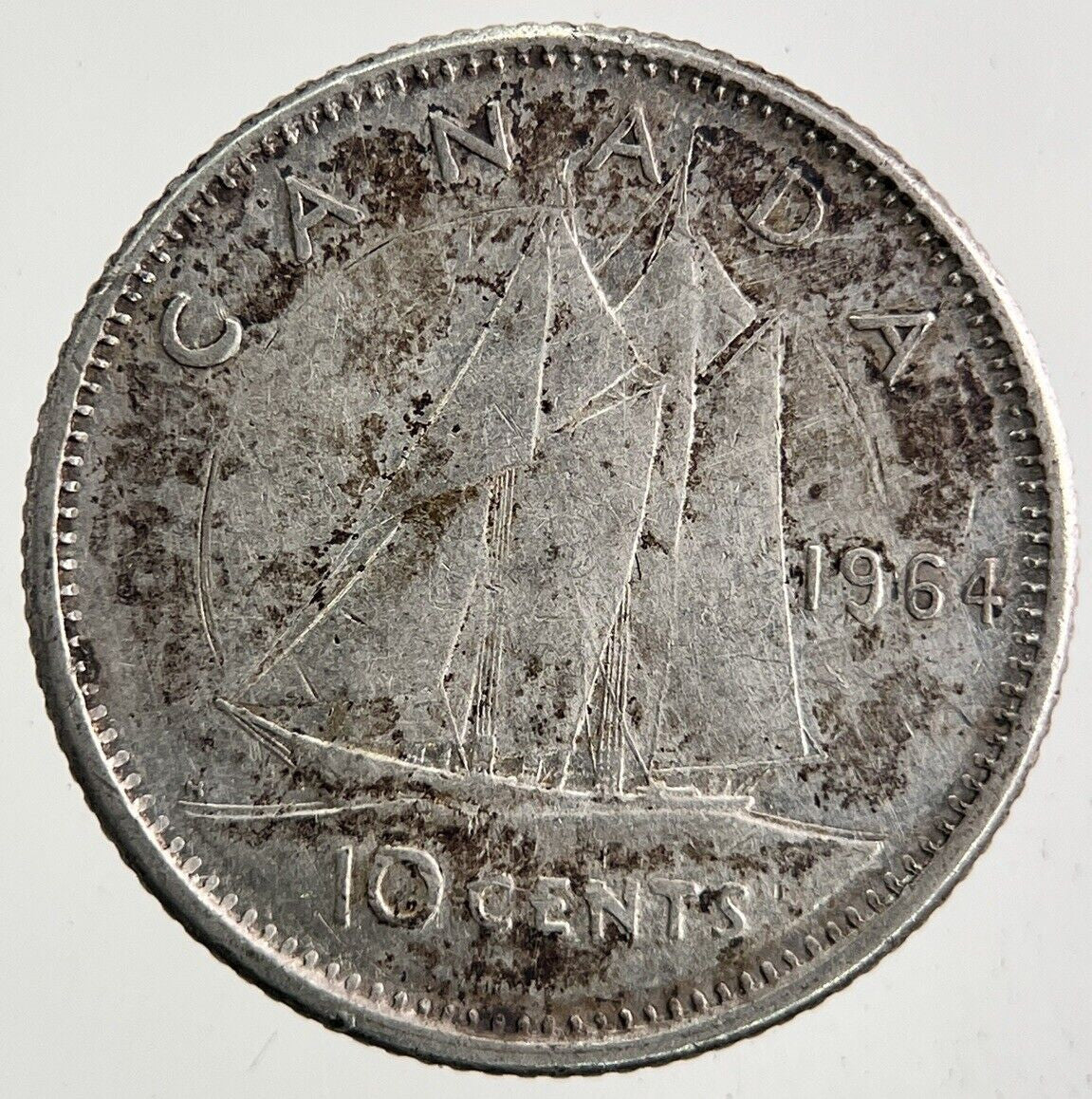 1964 Canada 10 Cents Silver Coin | Fine Collectable Grade