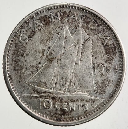 1964 Canada 10 Cents Silver Coin | Fine Collectable Grade