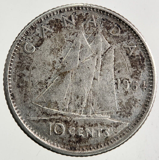 1964 Canada 10 Cents Silver Coin | Fine Collectable Grade