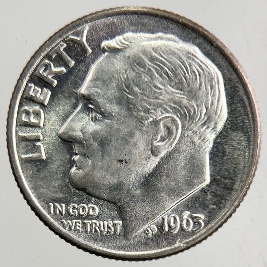 1963 US USA Roosevelt One Dime Silver Coin | Very High Grade