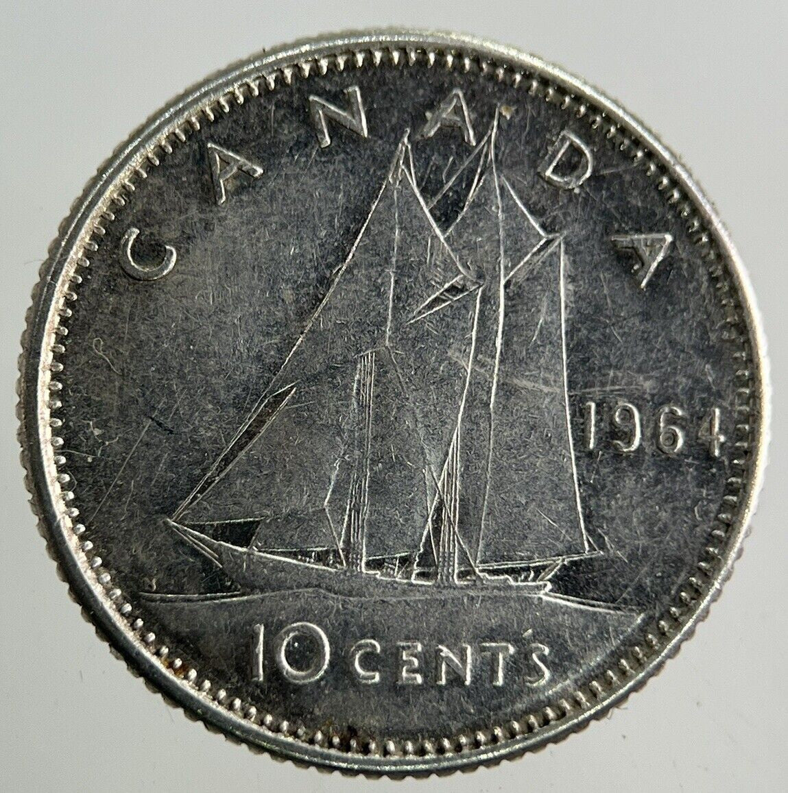 1964 Canada 10 Cents Silver Coin | Fine Collectable Grade