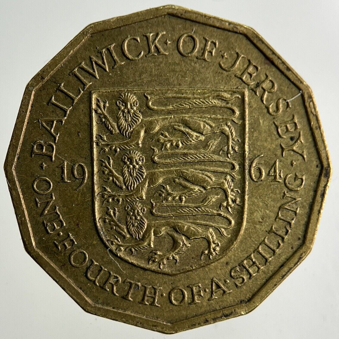 1964 Jersey 1/4 One Fourth Of A Shilling Coin | Fine Collectable Grade