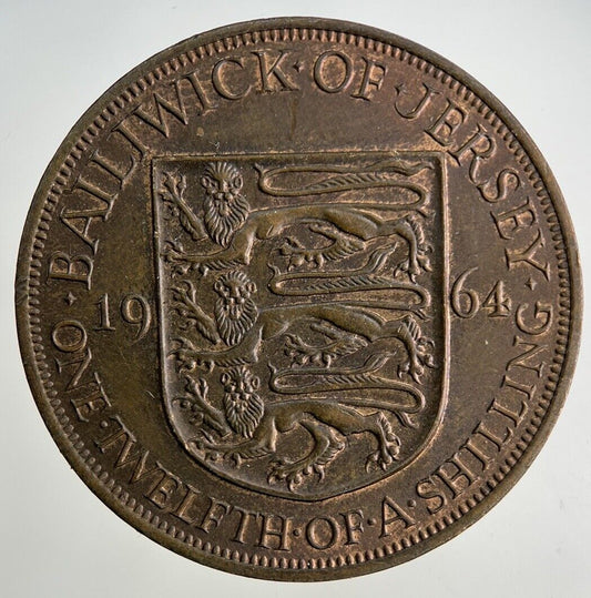 1964 Jersey 1/12 One Twelfth Of A Shilling Coin | Fine Collectable Grade