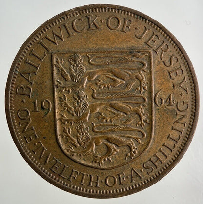 1964 Jersey 1/12 One Twelfth Of A Shilling Coin | Fine Collectable Grade
