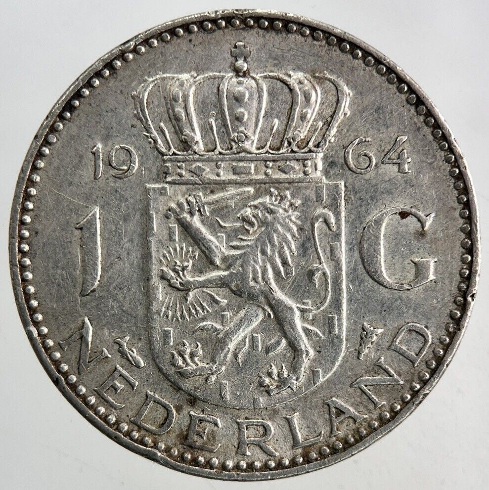 1964 Netherlands 1 Gulden Silver Coin | Very High Grade