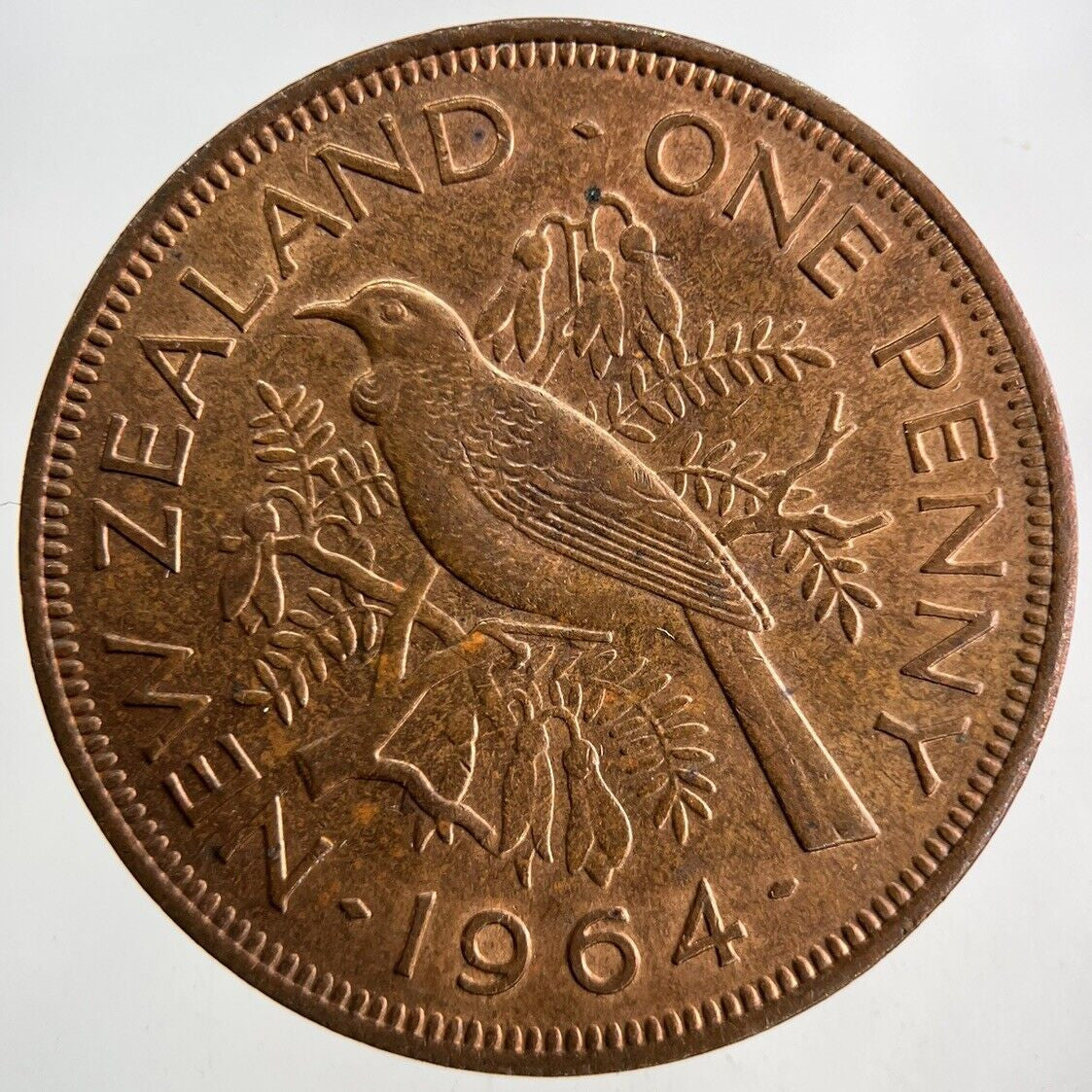 1964 New Zealand One Penny Coin | Very High Grade