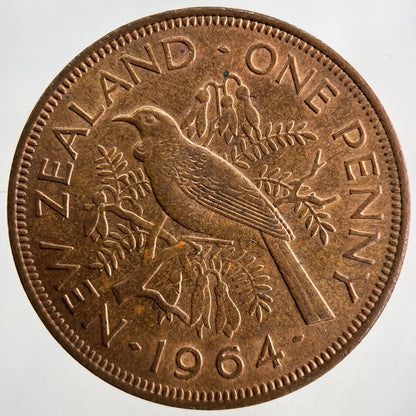 1964 New Zealand One Penny Coin | Very High Grade