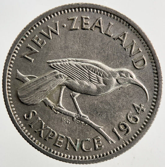 1964 New Zealand Sixpence Coin | Very High Grade