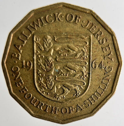 1964 Jersey 1/4th Shilling Coin | Fine Collectable Grade