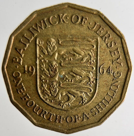 1964 Jersey 1/4th Shilling Coin | Fine Collectable Grade