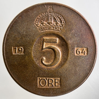 1964 Sweden 5 Ore Coin | Fine Collectable Grade