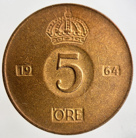 1964 Sweden 5 Ore Coin | Fine Collectable Grade