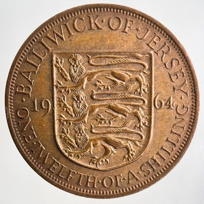 1964 Jersey One Twelfth Of A Shilling 1/12 Coin | Fine Collectable Grade