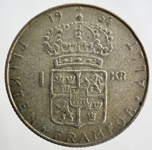 1964 Sweden 1 Krona Silver Coin | Fine Collectable Grade