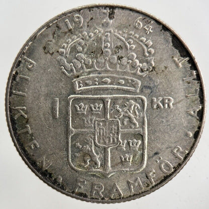 1964 Sweden 1 Krona Silver Coin | Fine Collectable Grade