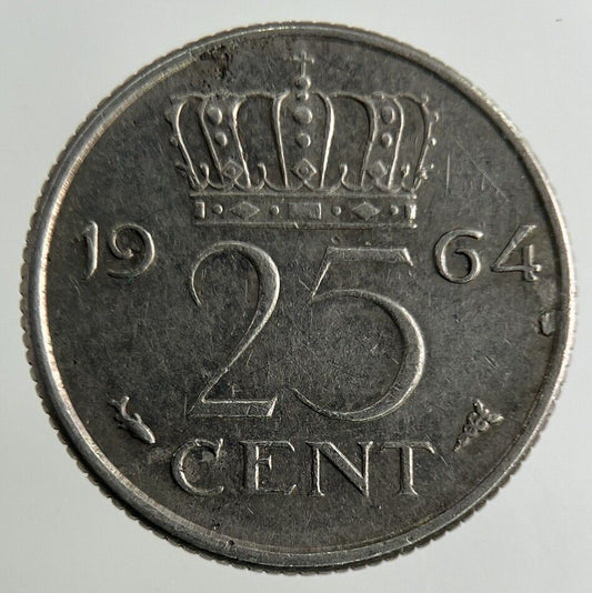 1964 Netherlands 25 Cents Coin | Fine Collectable Grade