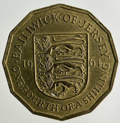 1964 Jersey 1/4 One Fourth Of A Shilling Coin | Fine Collectable Grade